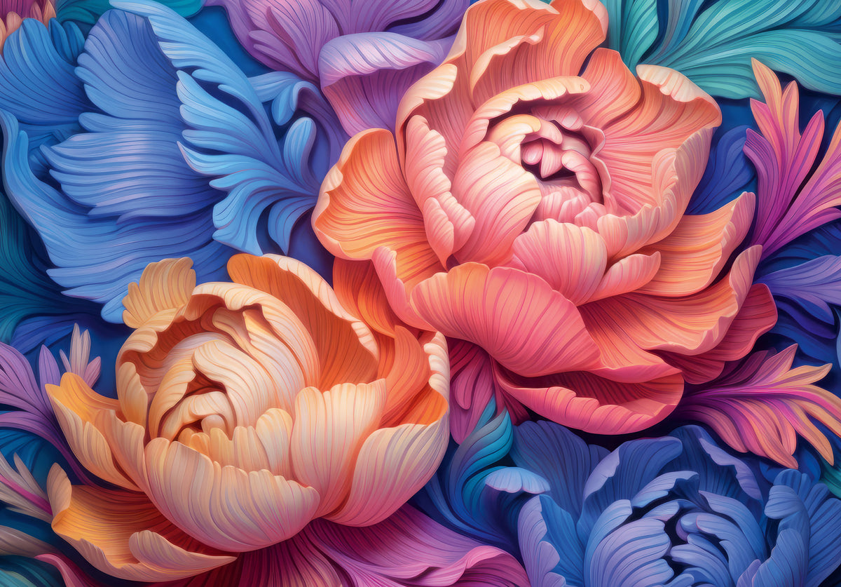 Vibrant Peony Bloom Artistic Mural Wall Mural in your room