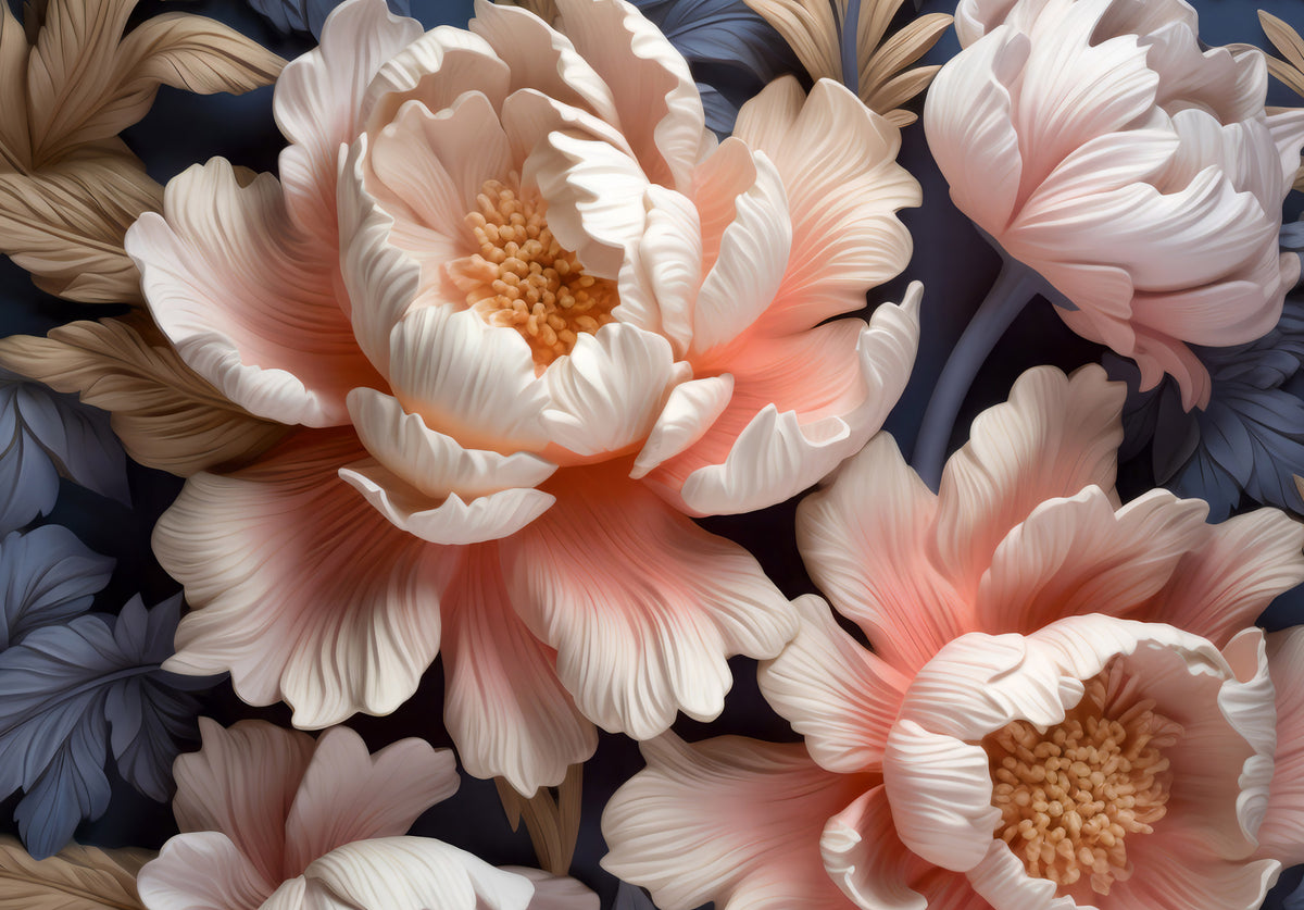 Soft Blush Peony Petals in Bloom Wall Mural in your room — zoomed