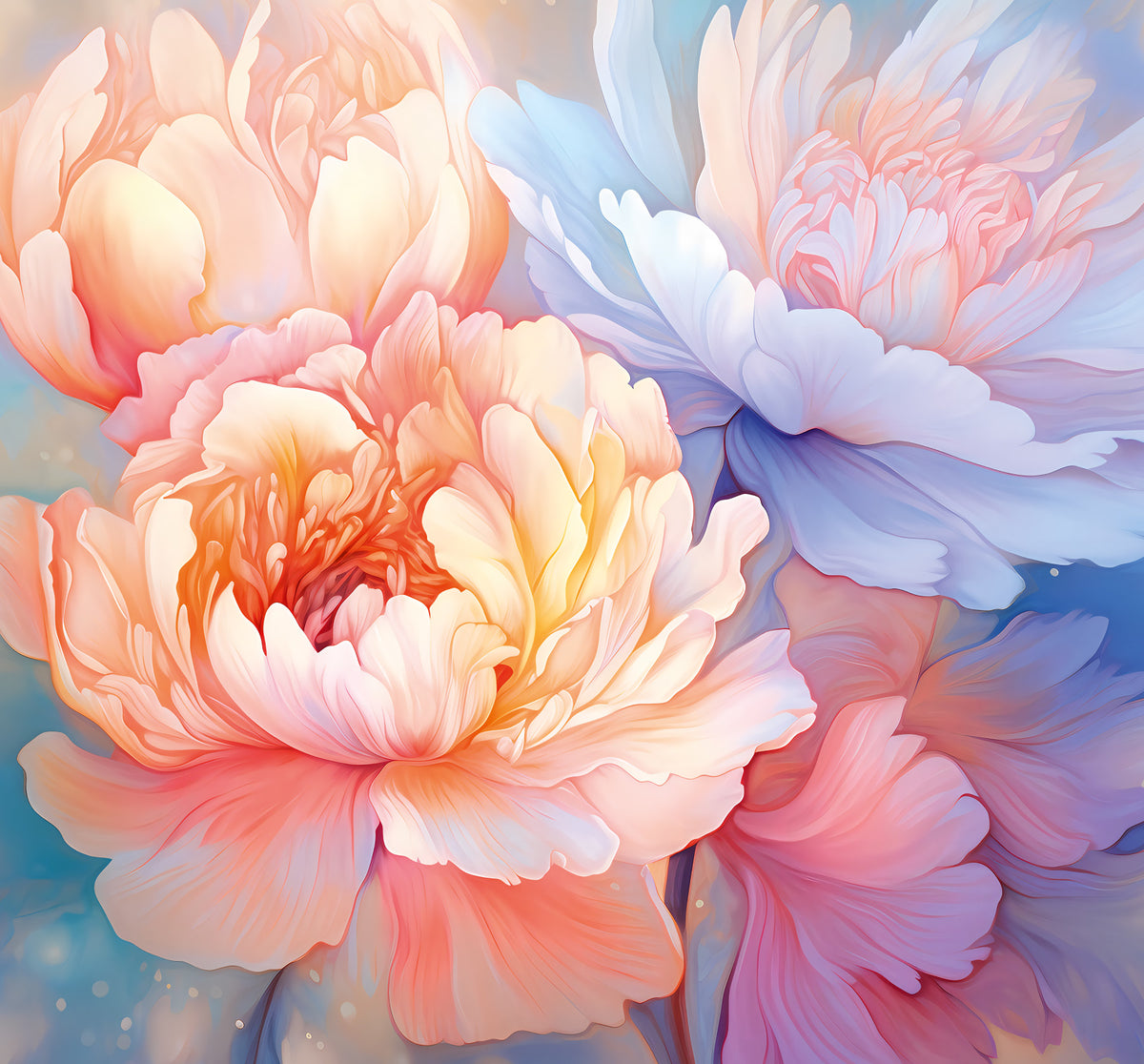 Dreamy Peony Floral Illustration Wall Mural in your room