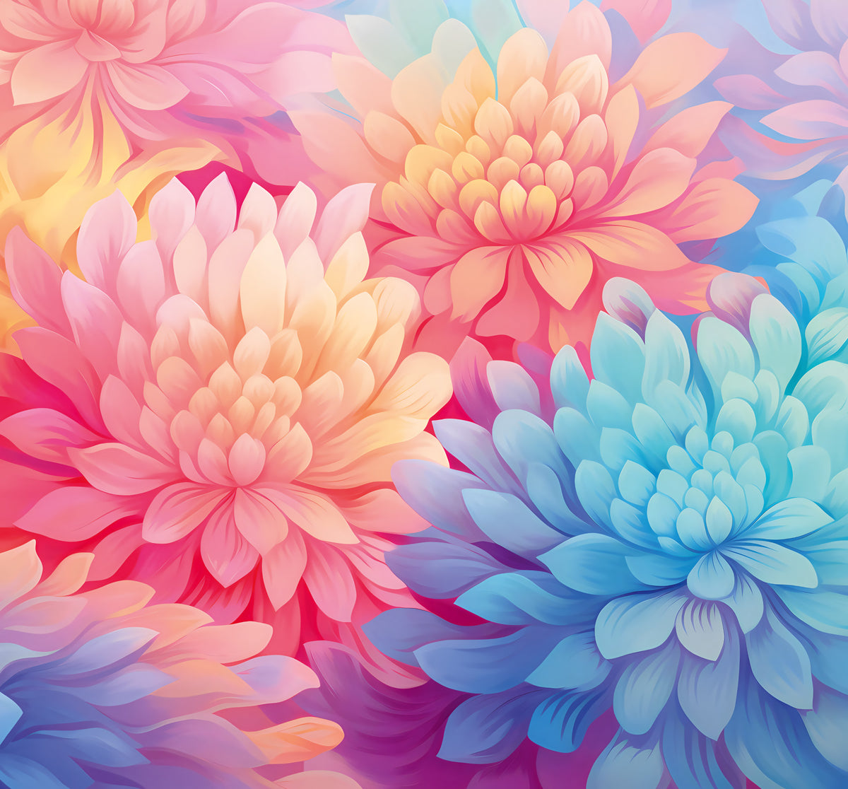 Abstract Petal Composition Wall Mural in your room — zoomed