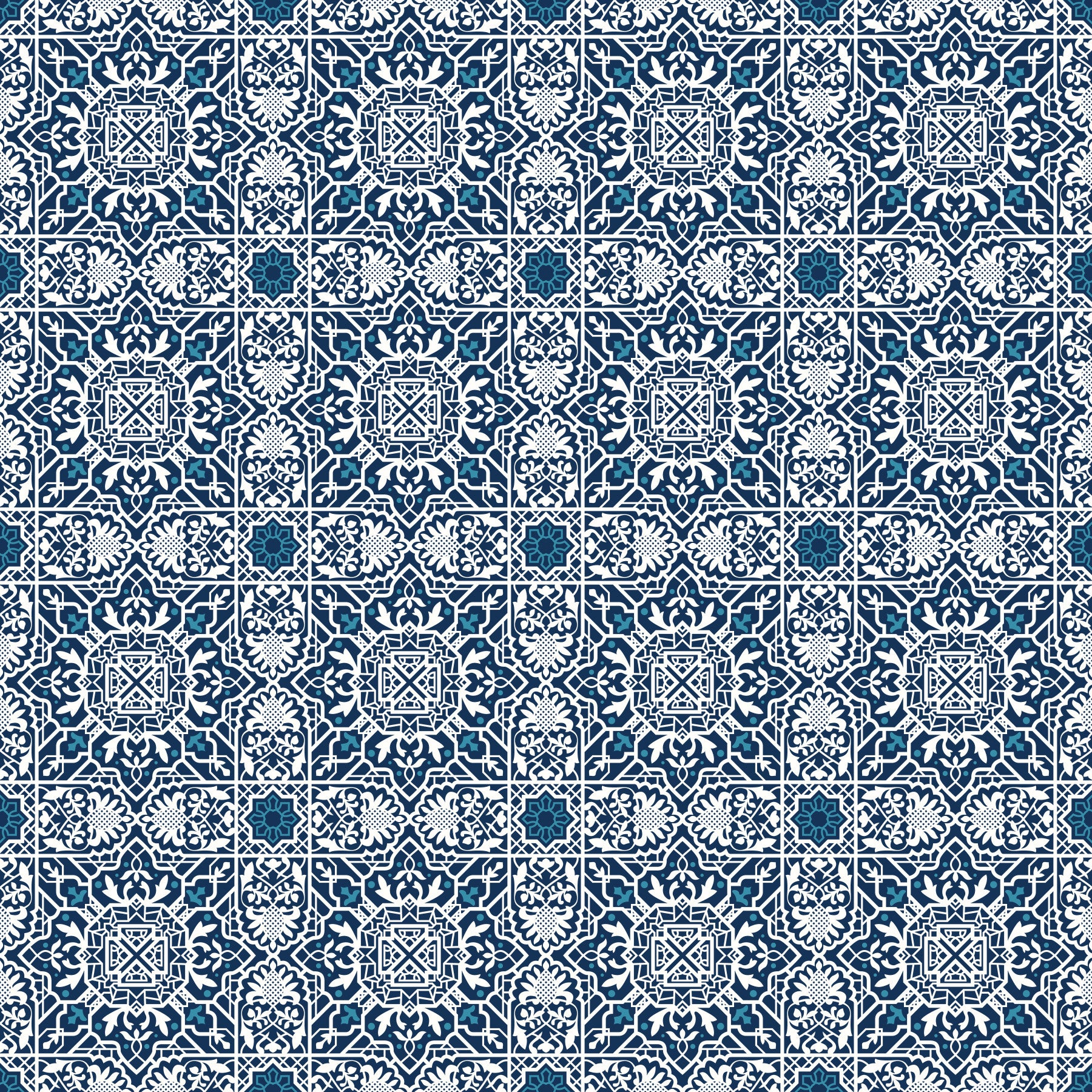 Midnight Moroccan Tile Pattern Wallpaper⁠
