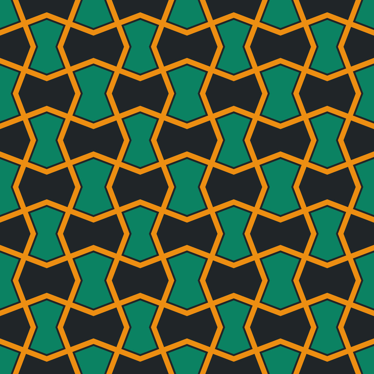 Charcoal and Green Art Deco Grid Wallpaper⁠