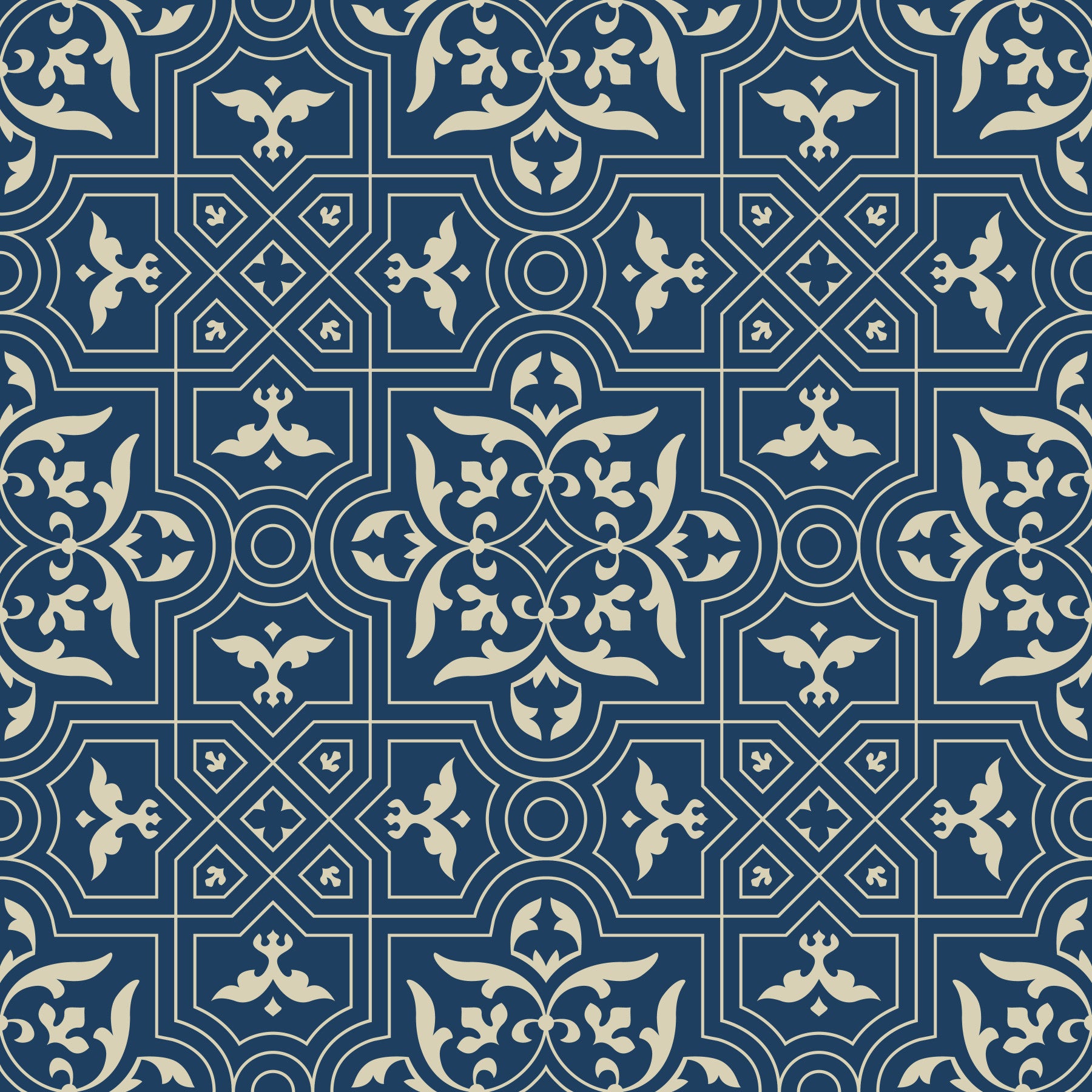 Midnight Damask Geometric Tile Wallpaper⁠