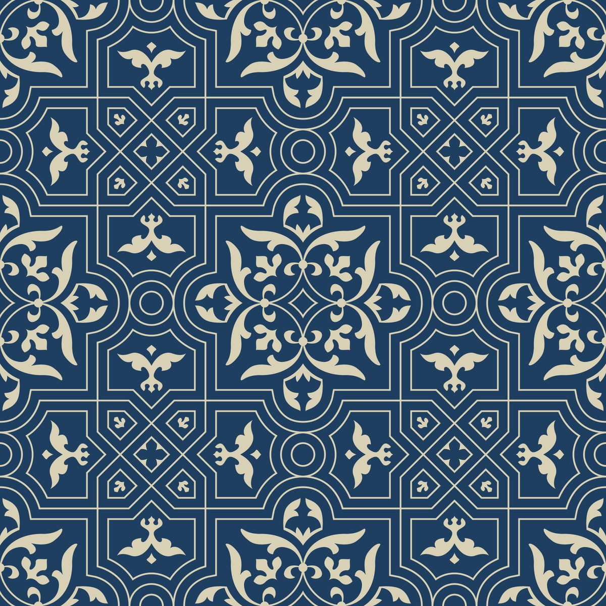 Midnight Damask Geometric Tile Wallpaper⁠ in your room