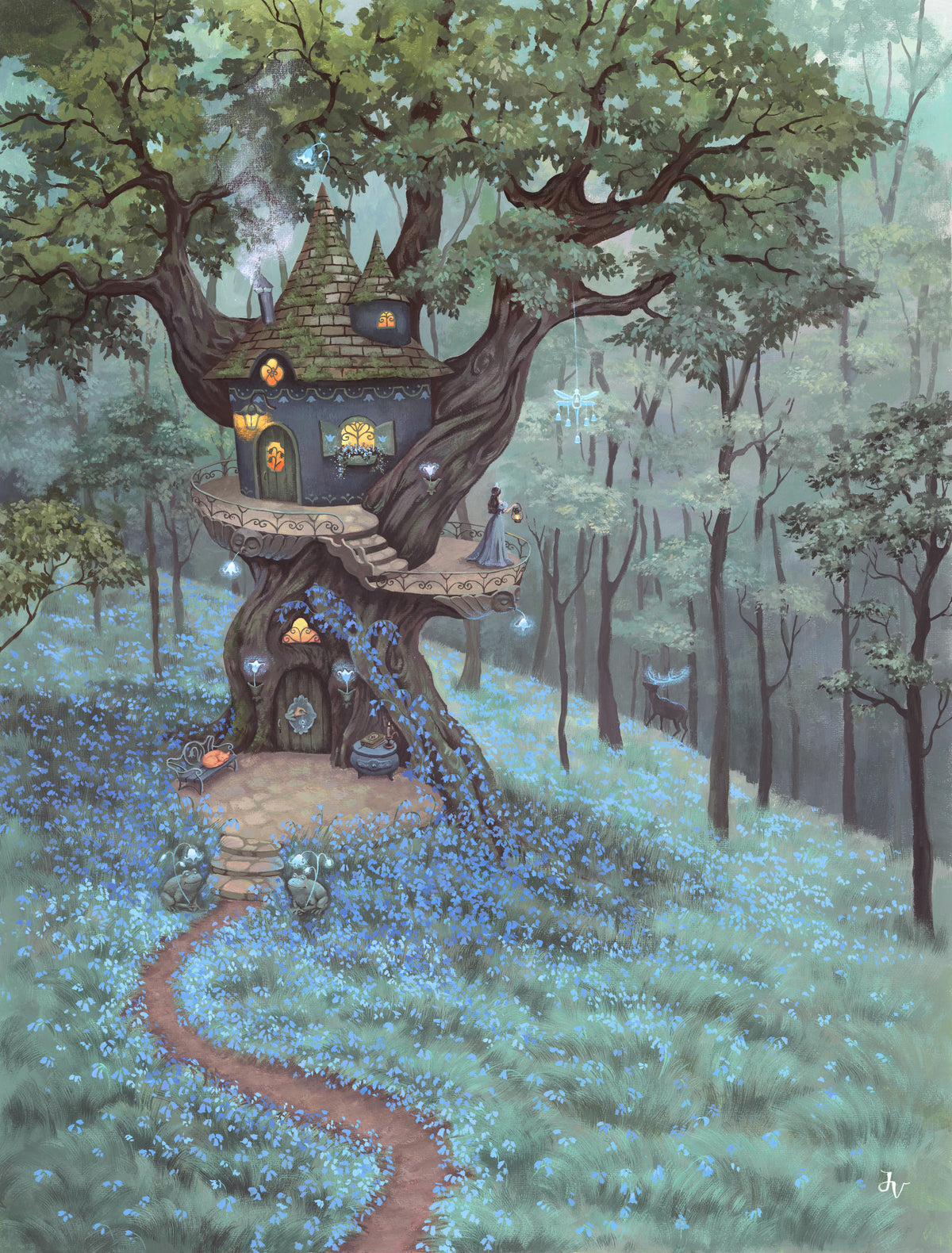 Enchanted Woodland Treehouse Sanctuary Wall Mural in your room