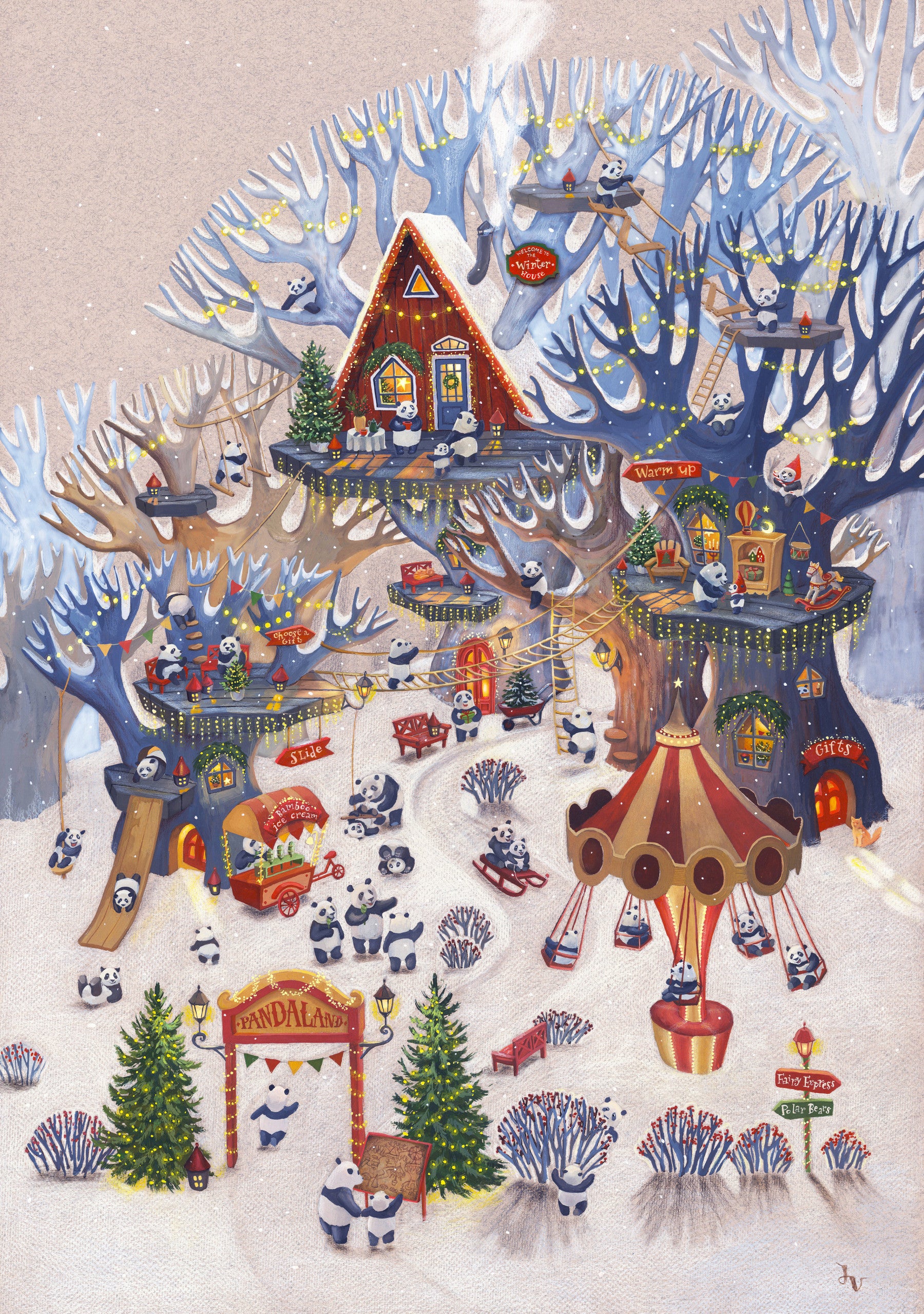 Pandaland Winter Forest Playground Wall Mural