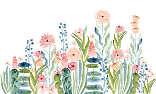 Watercolor Meadow Botanical Garden Wall Mural