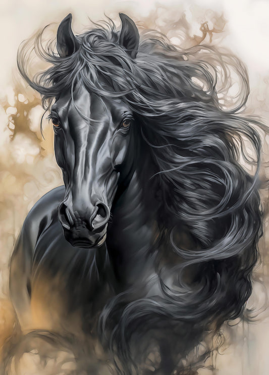 Black Horse Portrait Wall Mural