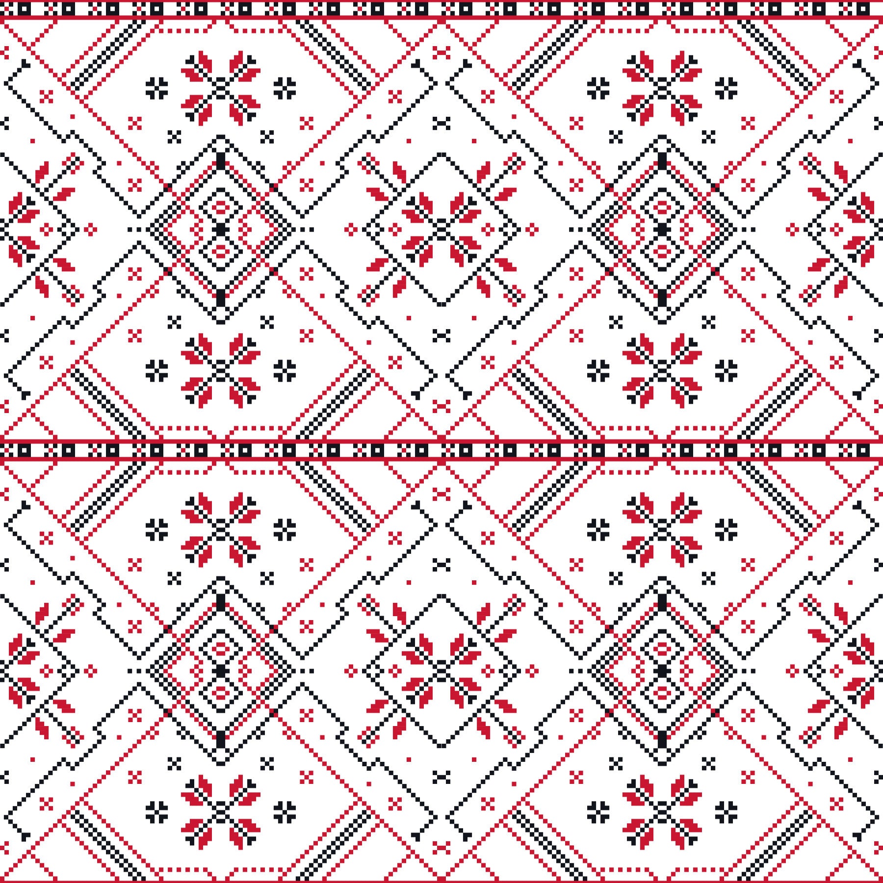 Folklore Geometric Cross-Stitch Pattern Wallpaper⁠