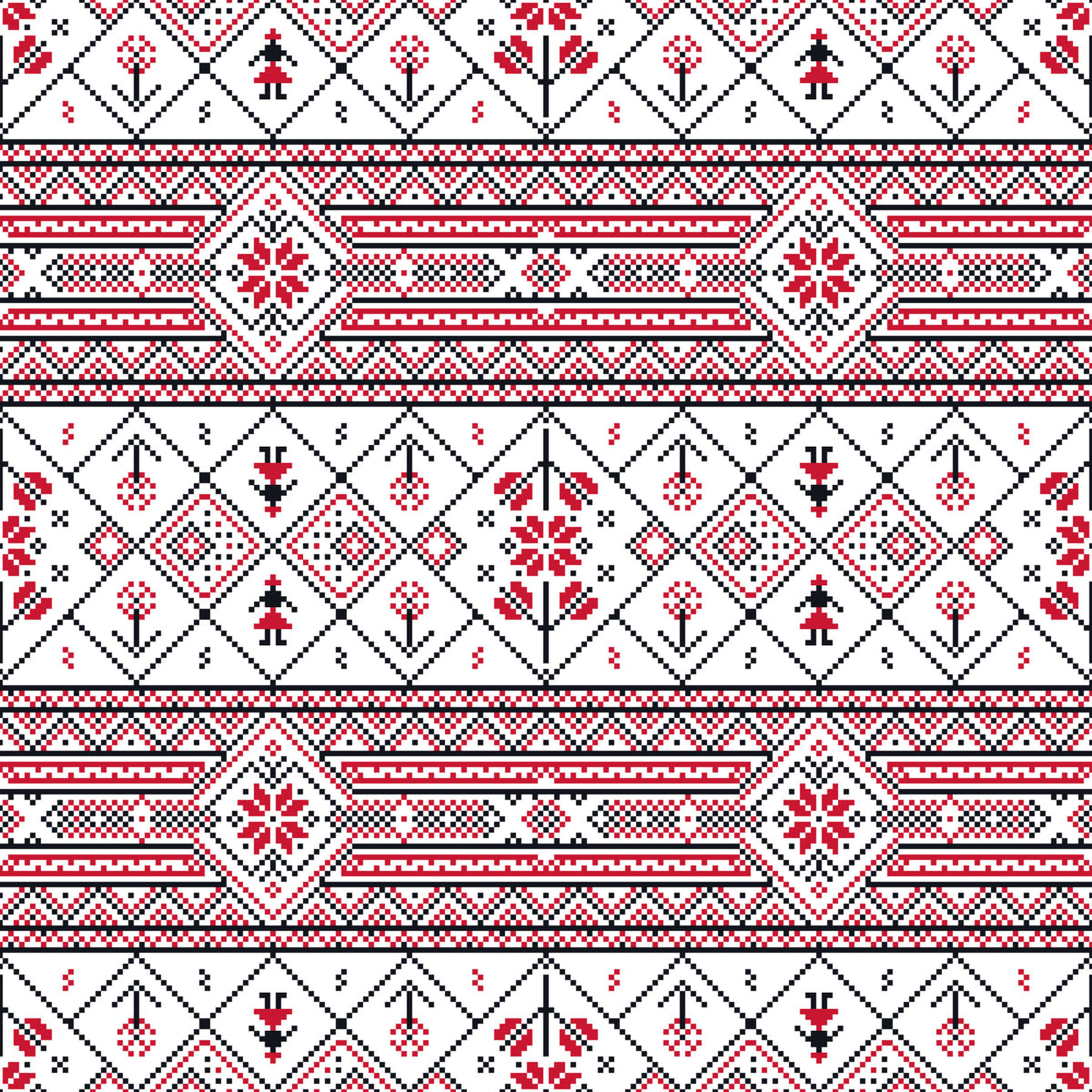 Minimalist Embroidered Folk Texture Wallpaper⁠ in your room