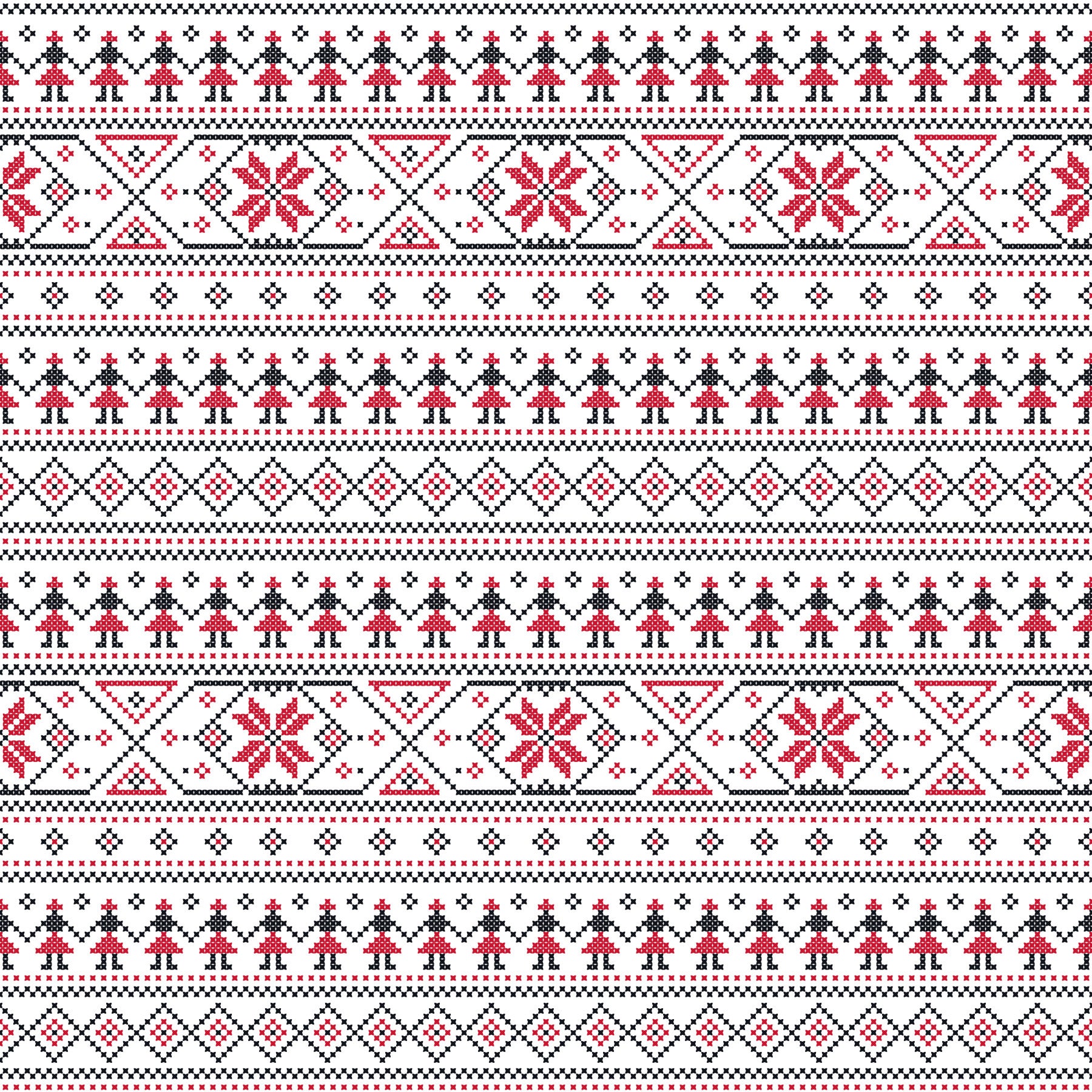 Geometric Folk Art Tile Pattern Wallpaper⁠