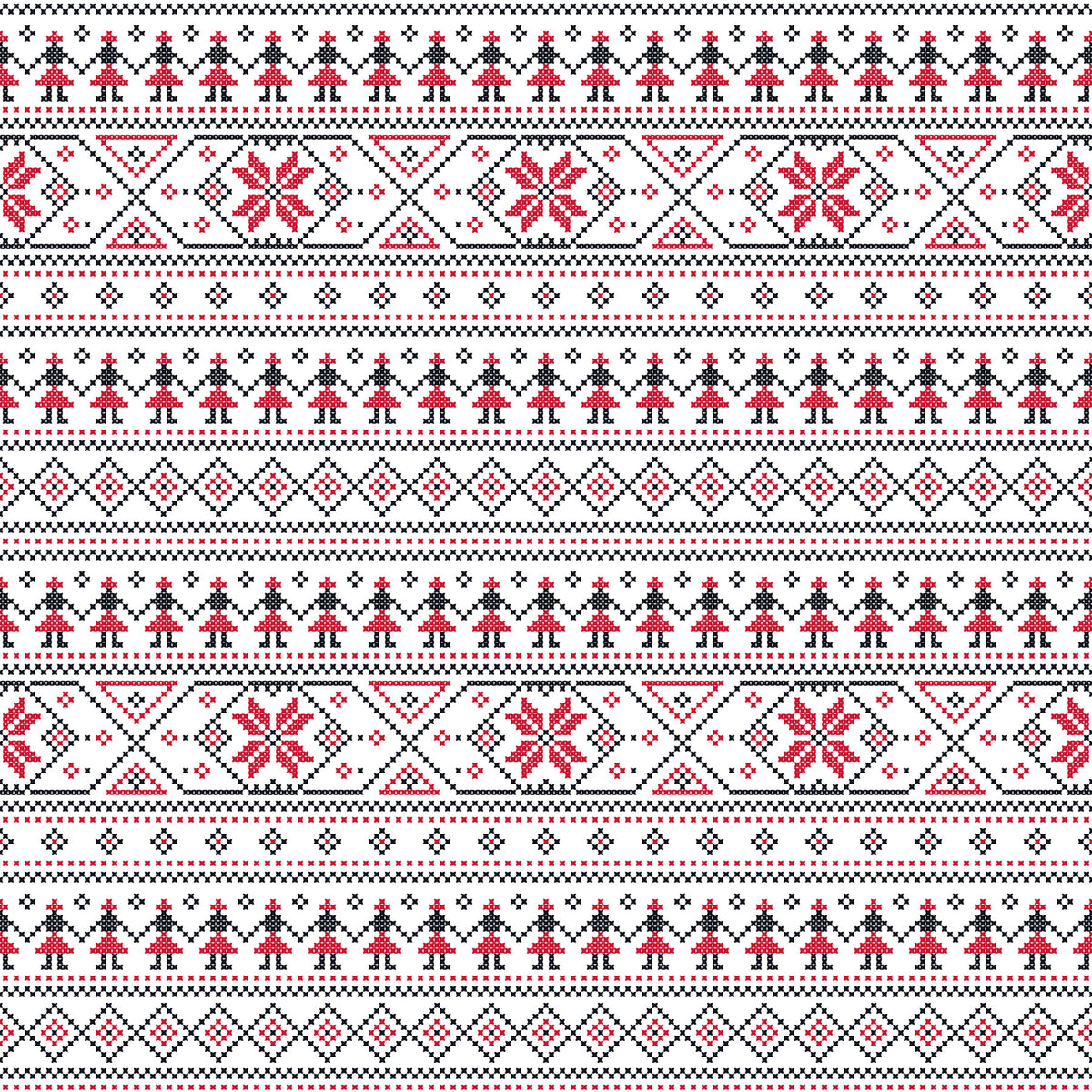Geometric Folk Art Tile Pattern Wallpaper⁠ in your room