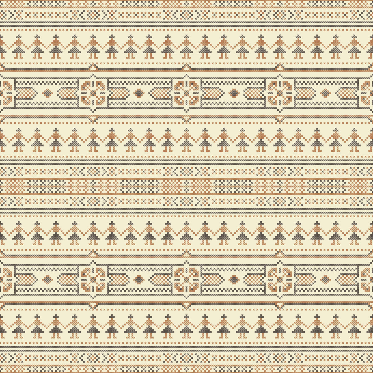 Folklore Cross Stitch Motif Wallpaper⁠ in your room