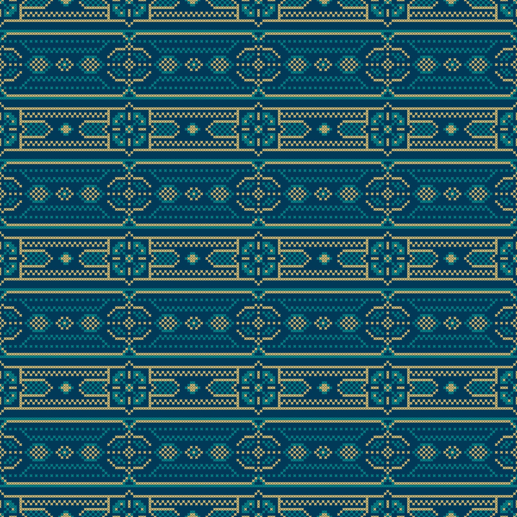 Abstract Teal and Gold Mosaic Wallpaper⁠