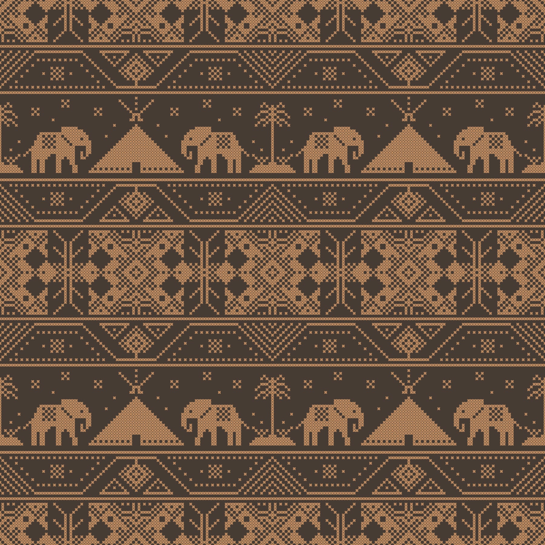 Geometric Tribal Elephant Motif Wallpaper⁠