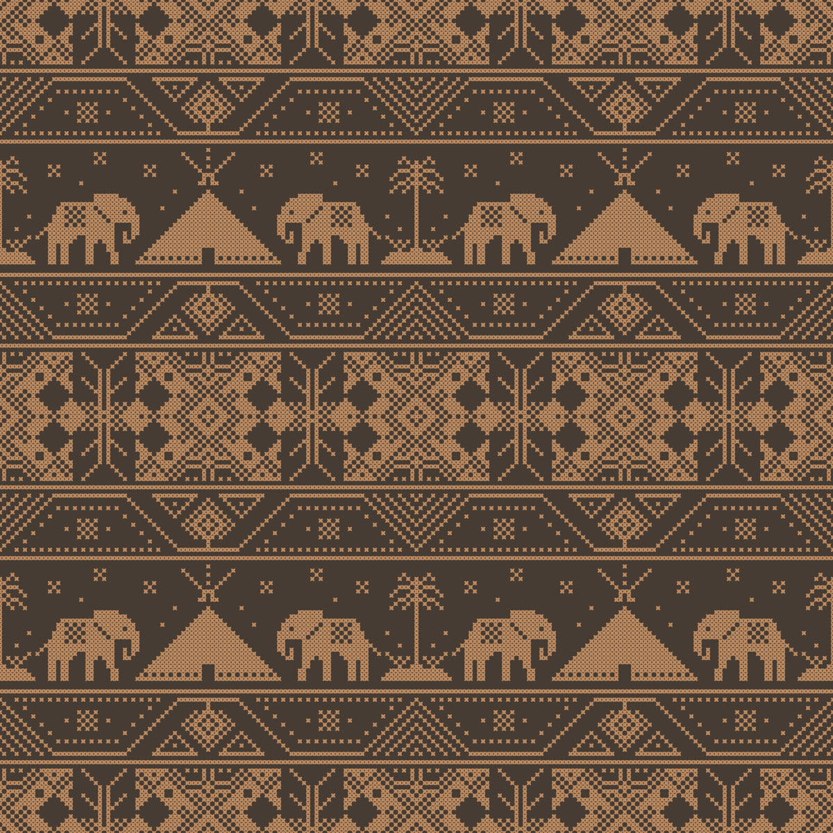 Geometric Tribal Elephant Motif Wallpaper⁠ in your room