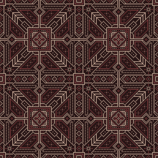 Cross Stitch Geometric Burgundy Pattern Wallpaper⁠