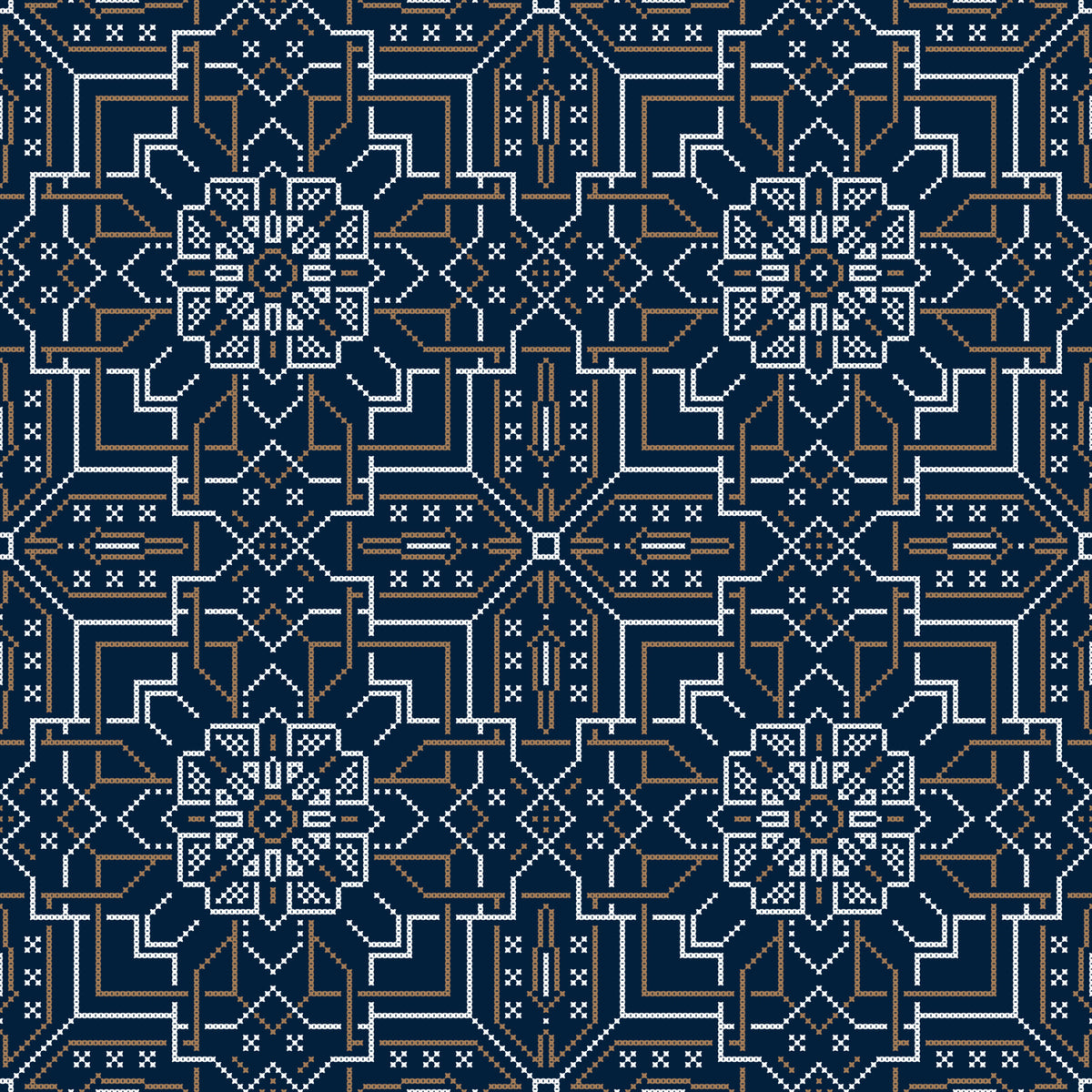 Midnight Cross Stitch Geometric Wallpaper⁠ in your room