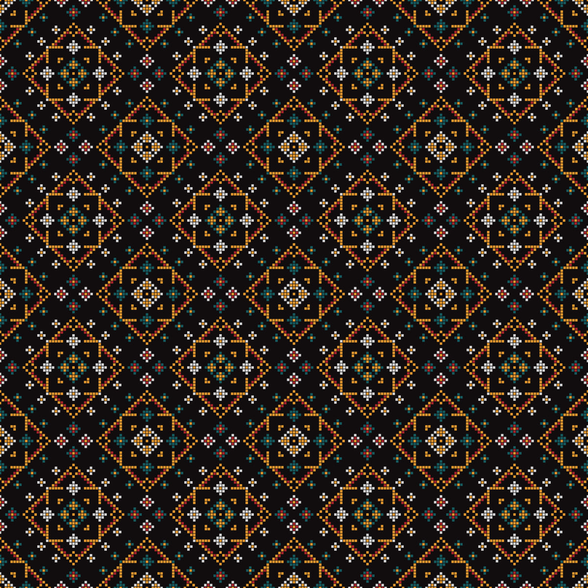 Geometric Cross-Stitch Rhythm Wallpaper⁠ in your room — zoomed