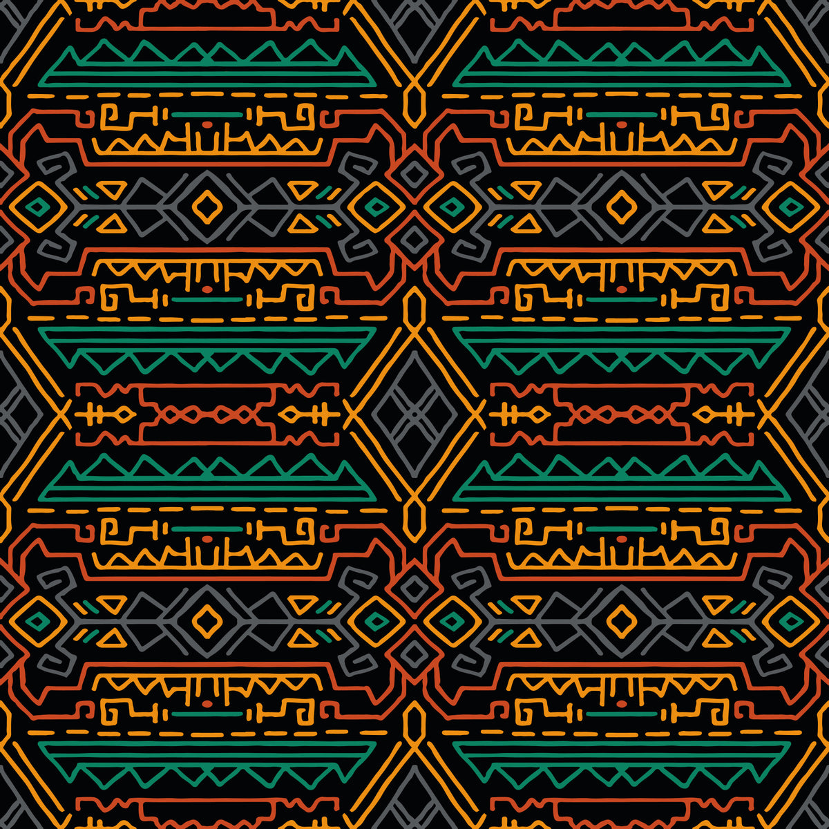 Tribal Geometric Pattern Mural Wallpaper⁠ in your room