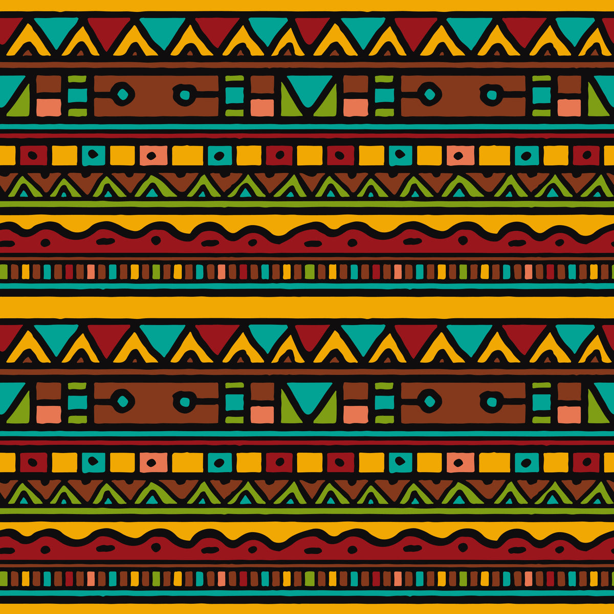 Tribal Folk Geometric Pattern Wallpaper⁠ in your room