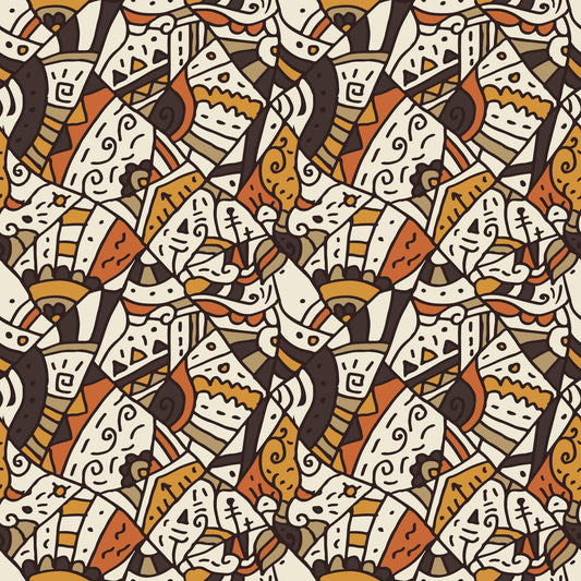 Abstract Tribal Spirals and Shapes Wallpaper⁠