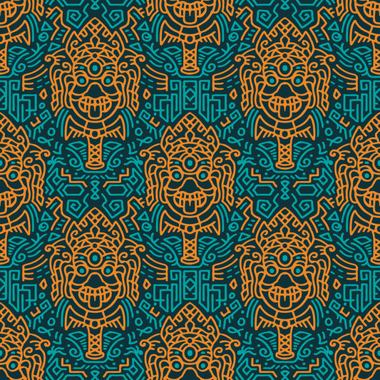 Graphic Mask Motif Pattern Wallpaper⁠