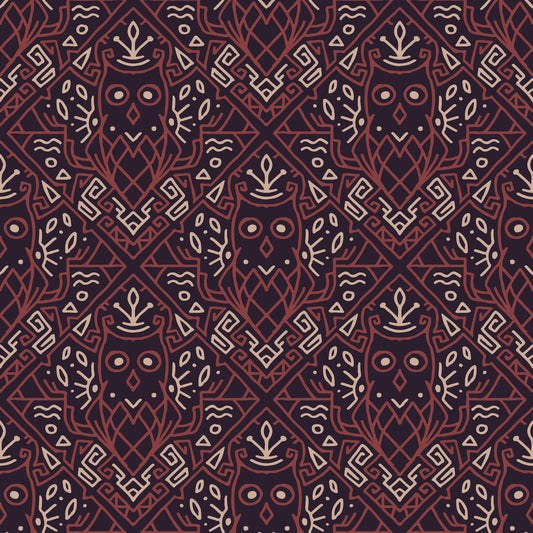 Geometric Tribal Owl Pattern Wallpaper⁠