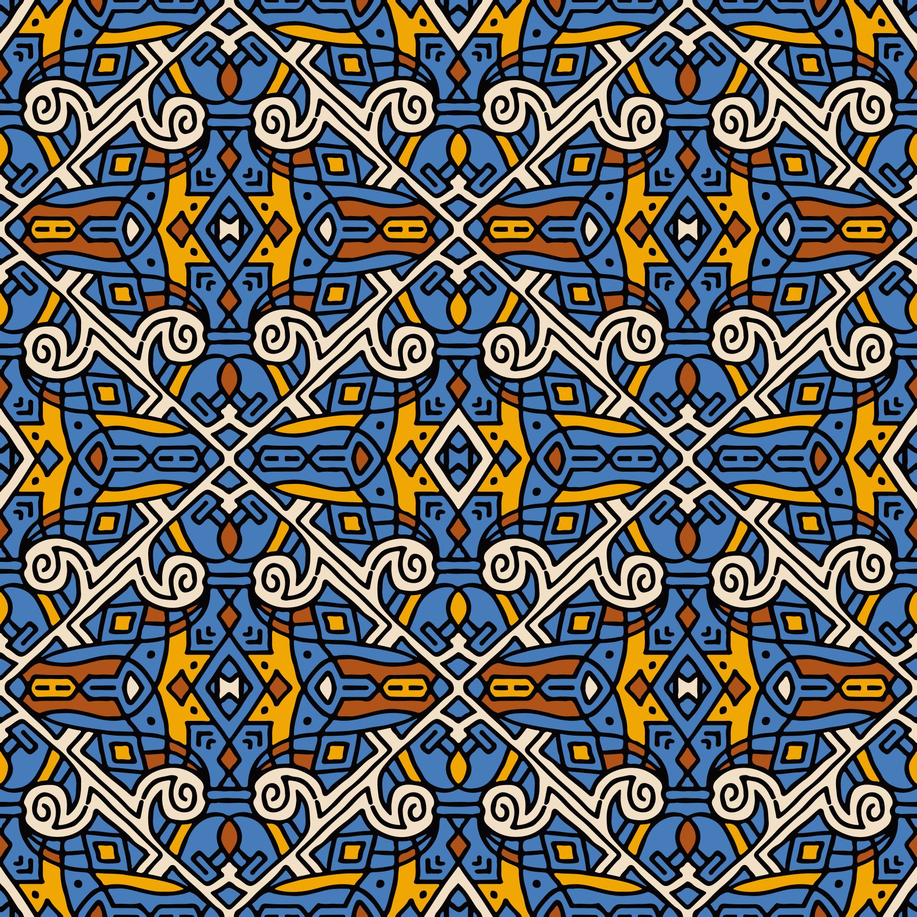 Tribal Mosaic Tile Motif Wallpaper⁠