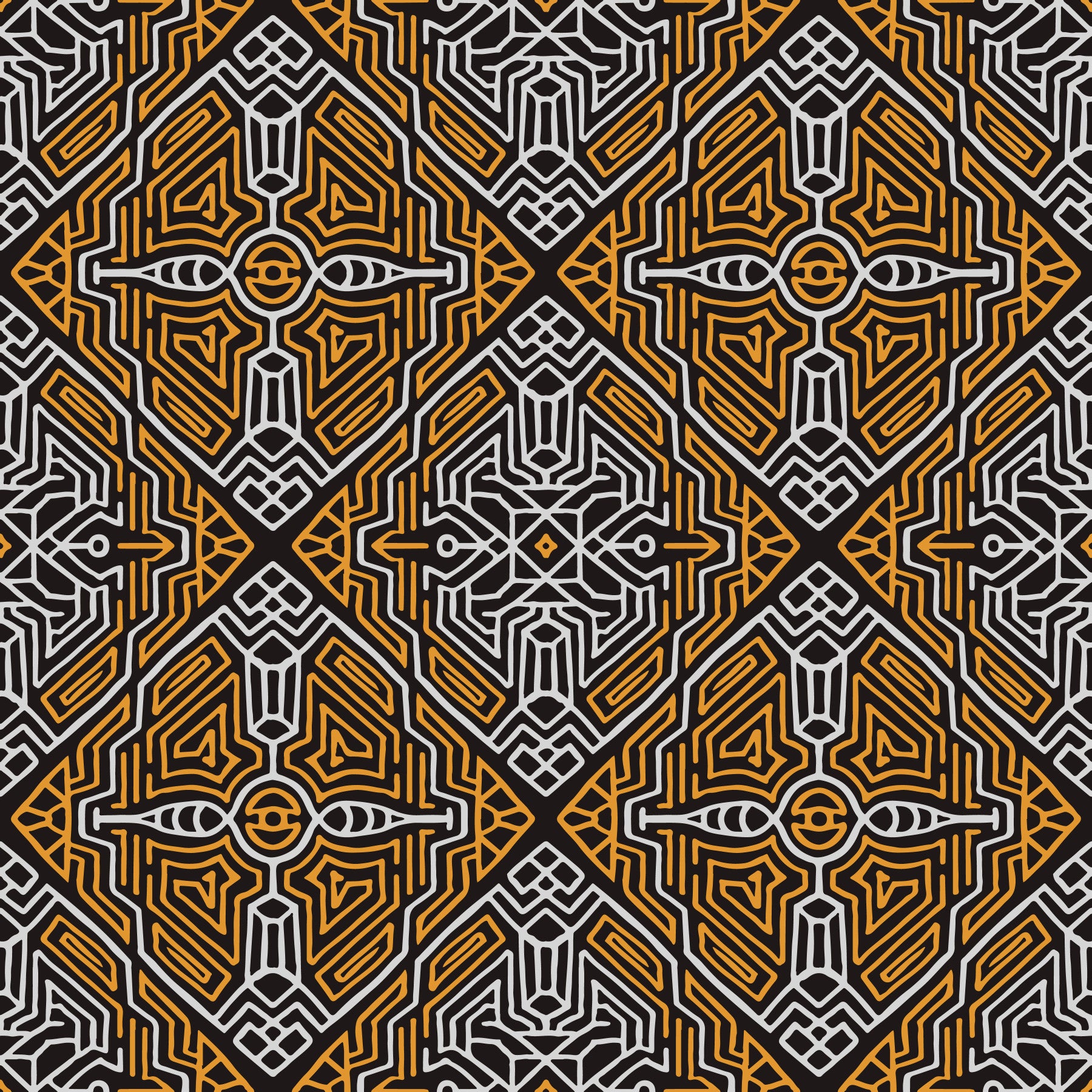 Noir and Gold Tribal Labyrinth Wallpaper⁠