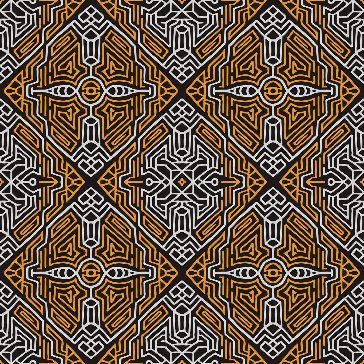 Noir and Gold Tribal Labyrinth Wallpaper⁠ in your room