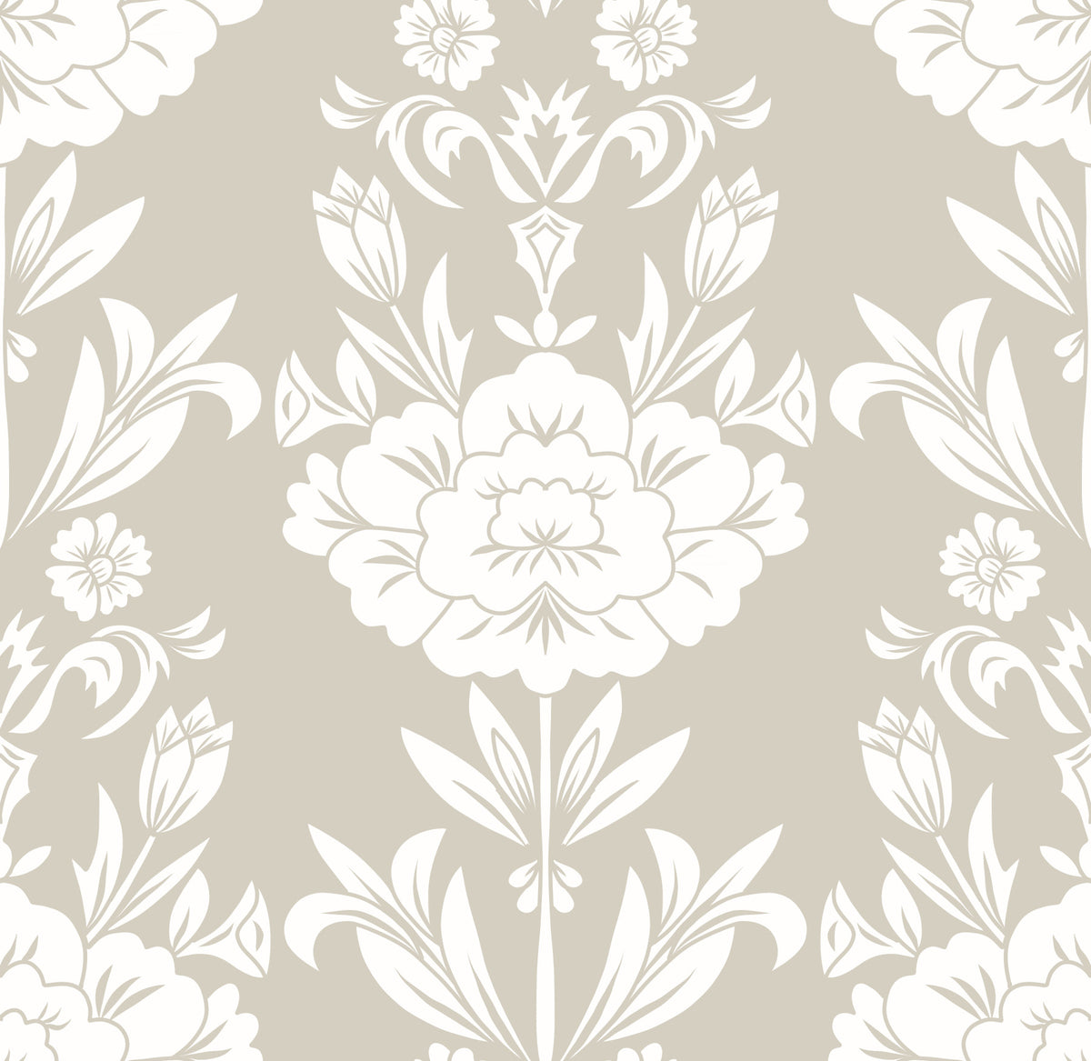 Minimalist Floral Damask Motif Wallpaper⁠ in your room