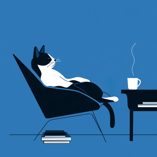 Minimalist Feline Coffee Break Wall Mural