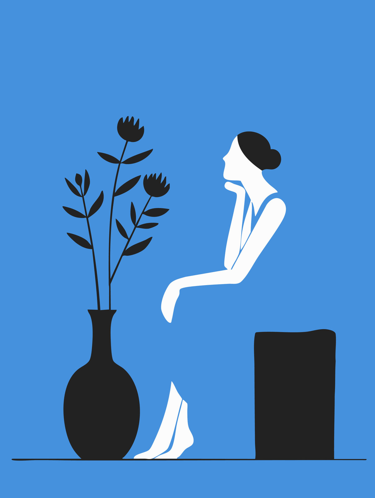 Minimalist Lady in Blue Dress Wall Mural in your room — zoomed