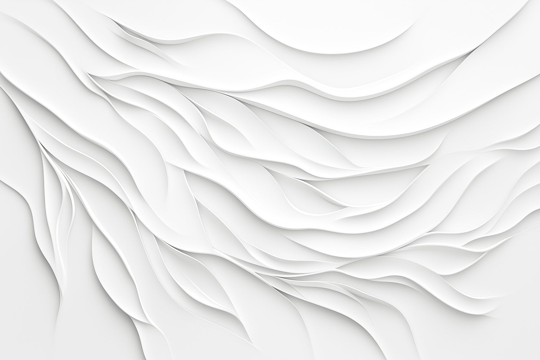 Minimalist White Fluid Waves Wall Mural