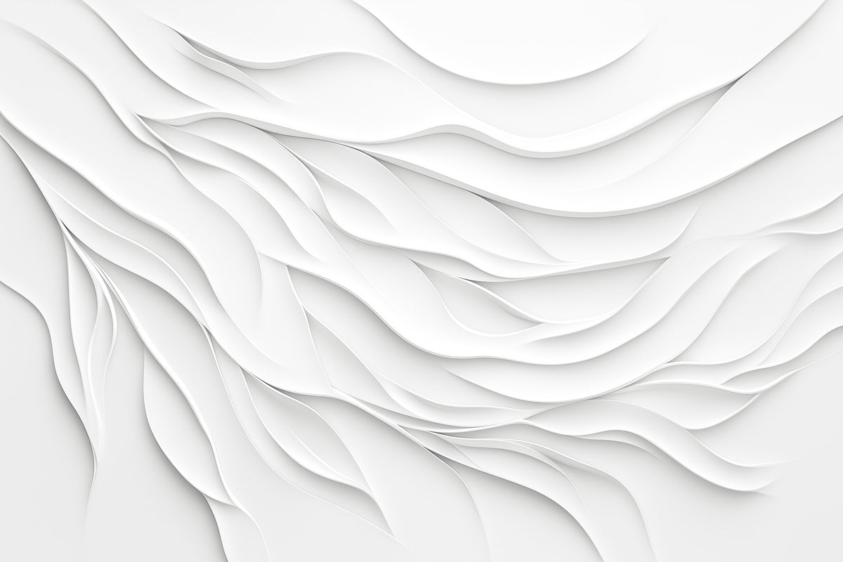 Minimalist White Fluid Waves Wall Mural in your room — zoomed