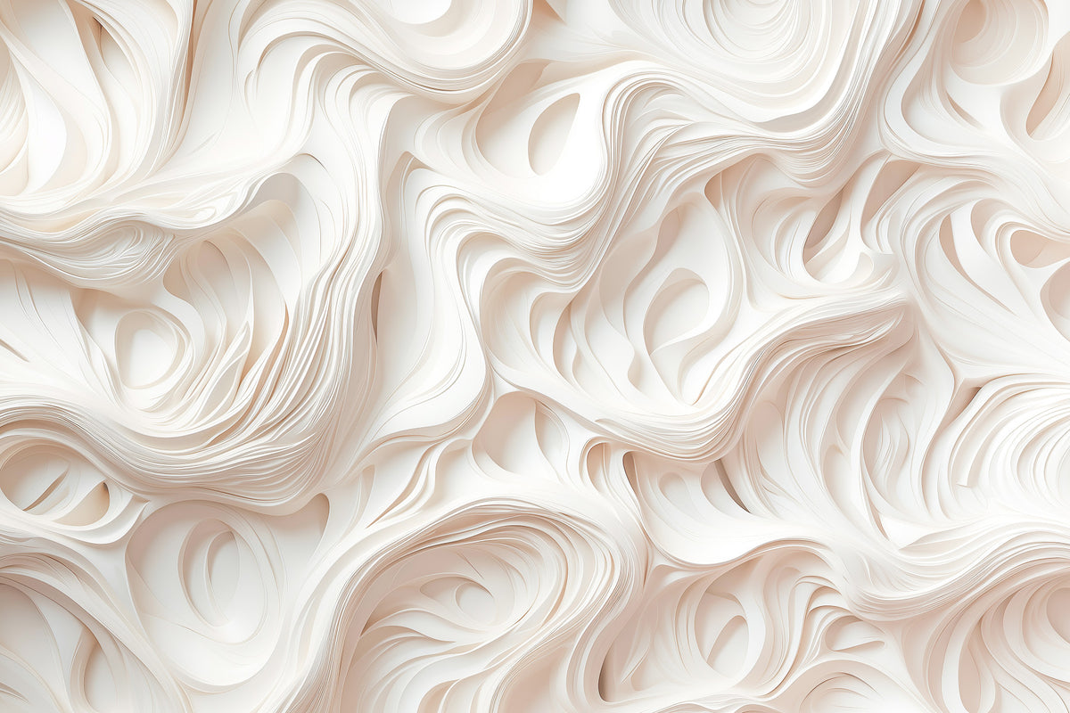 Cream Flowing Layers Abstract Wall Mural in your room