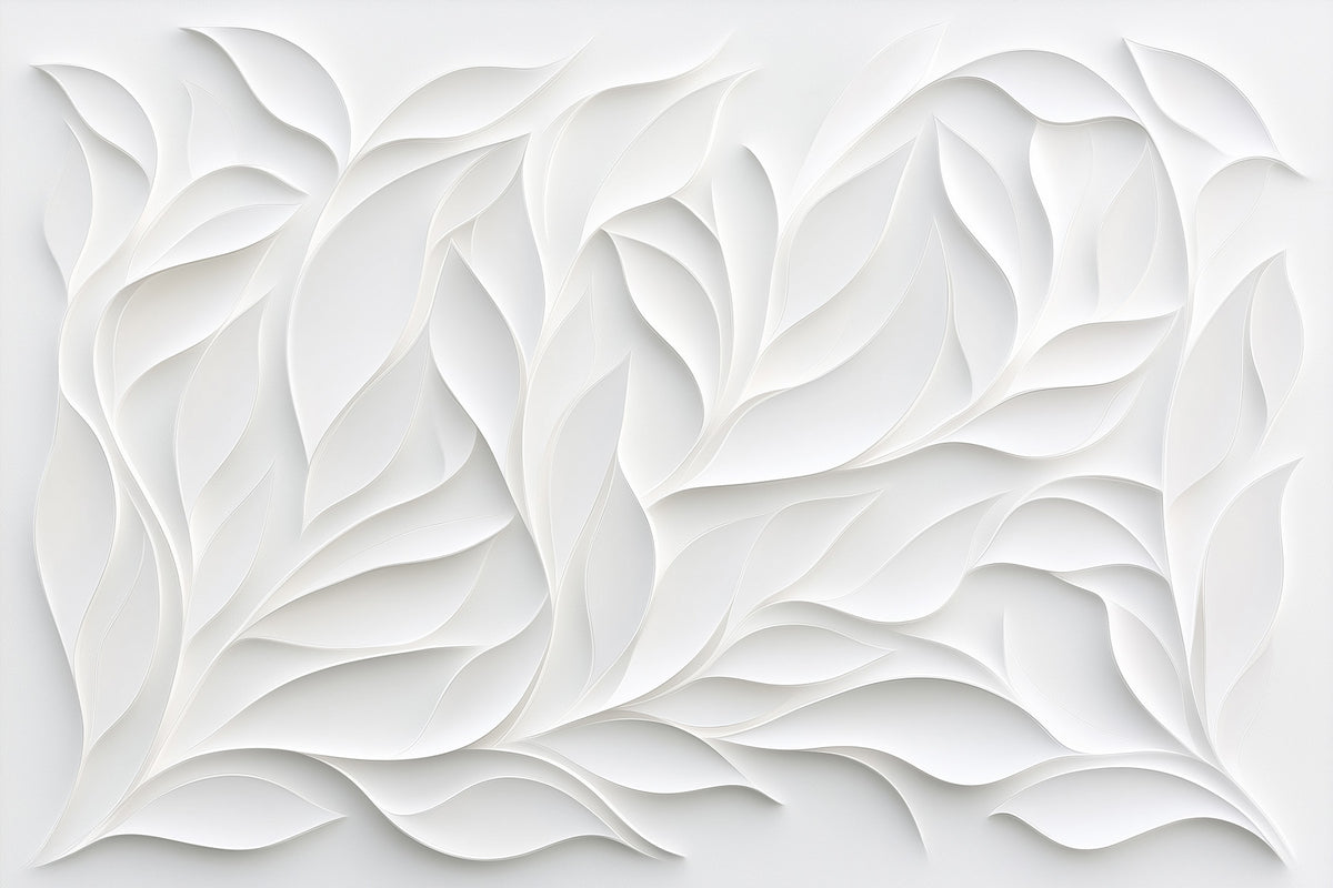 Sculpted White Petal Relief Wall Mural in your room