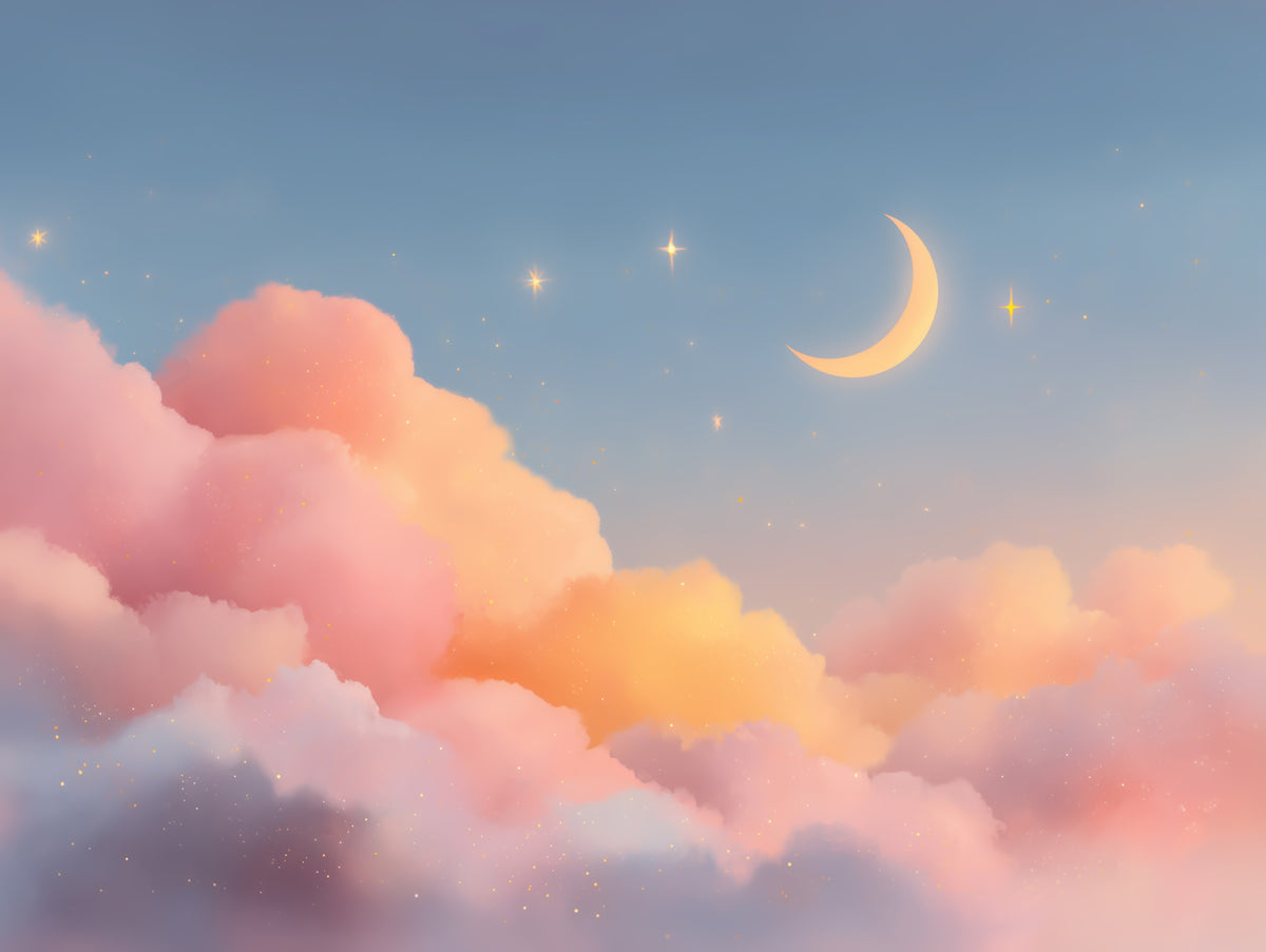 Starlit Pastel Clouds and Moon Horizon Wall Mural in your room