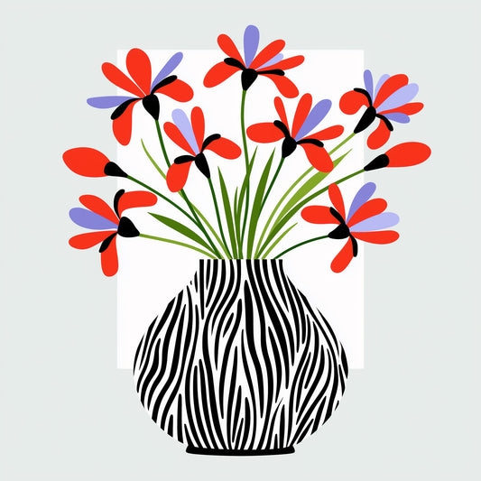 Zebra Vase Floral Bouquet Wall Mural