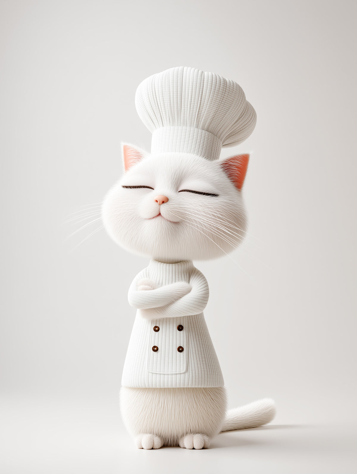 Little White Chef Cat Portrait Wall Mural in your room