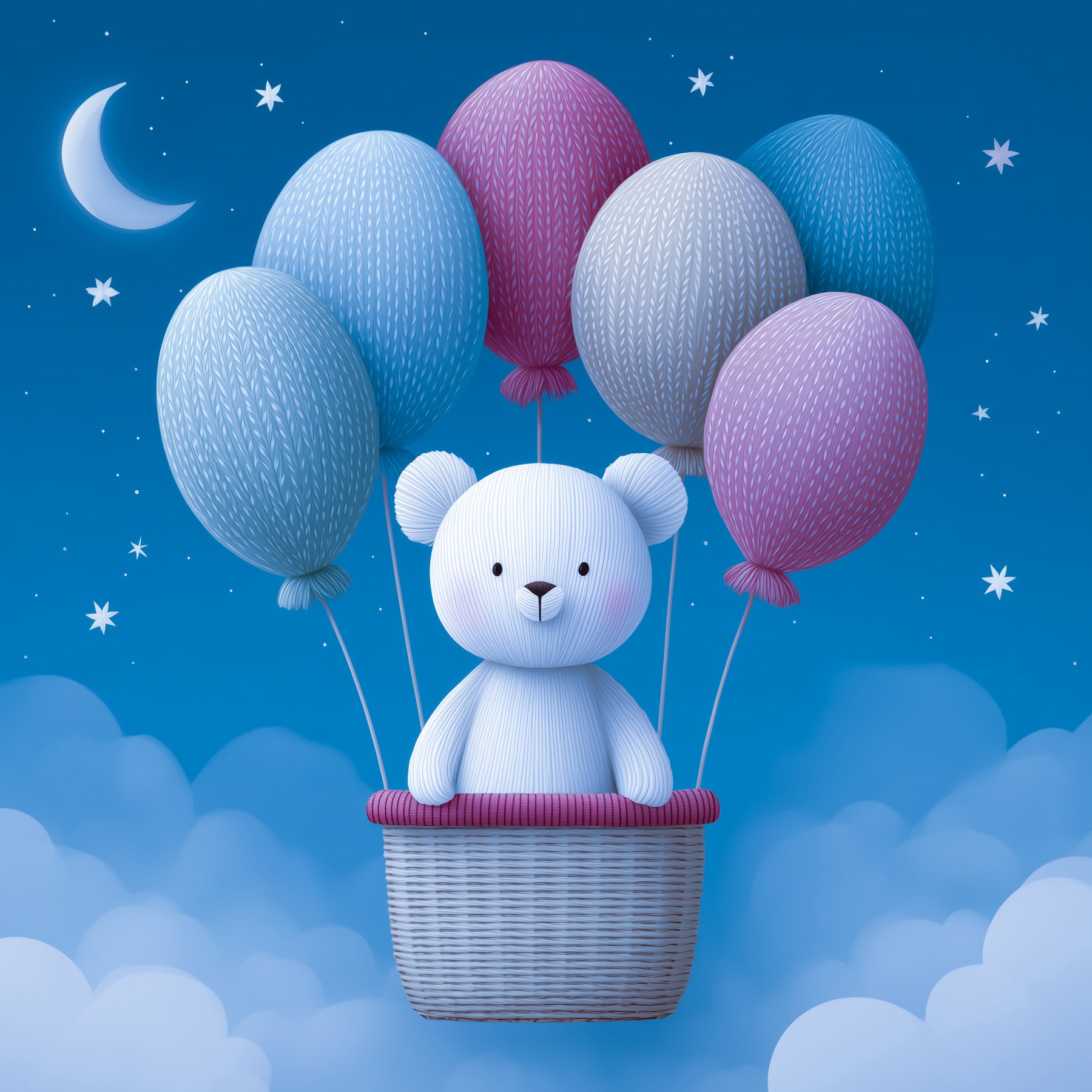 Night Sky Balloon Adventure Wall Mural