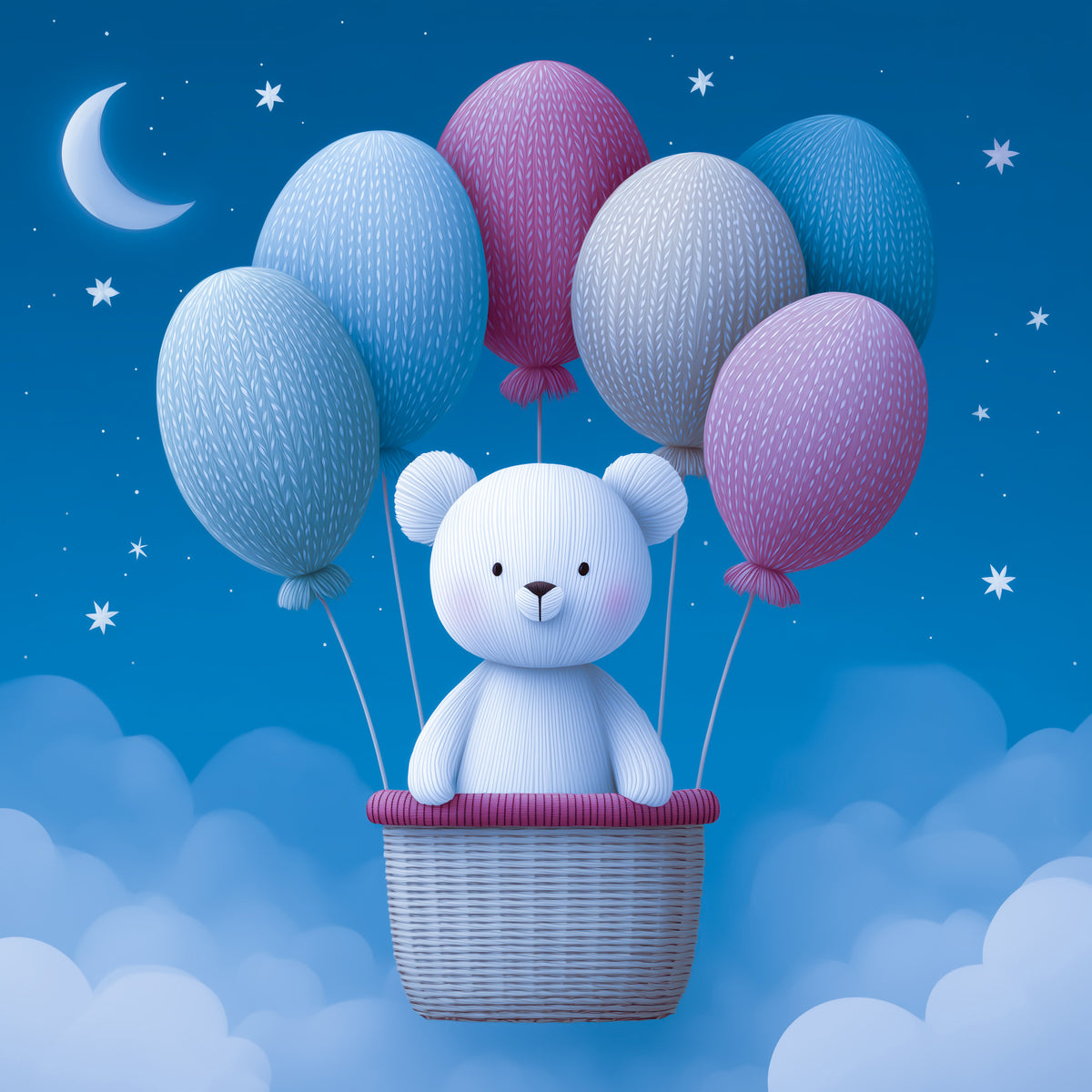 Night Sky Balloon Adventure Wall Mural in your room