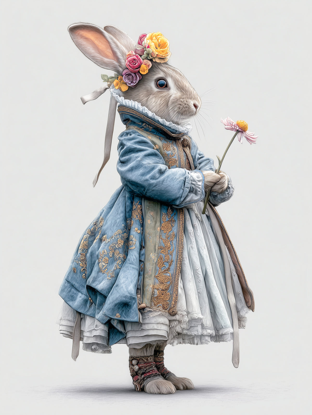 Fashion Rabbit In Vintage Gown Wall Mural in your room