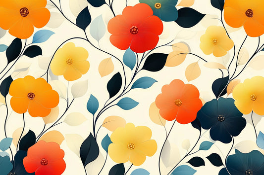 Vibrant Autumn Bloom Floral Art Wall Mural