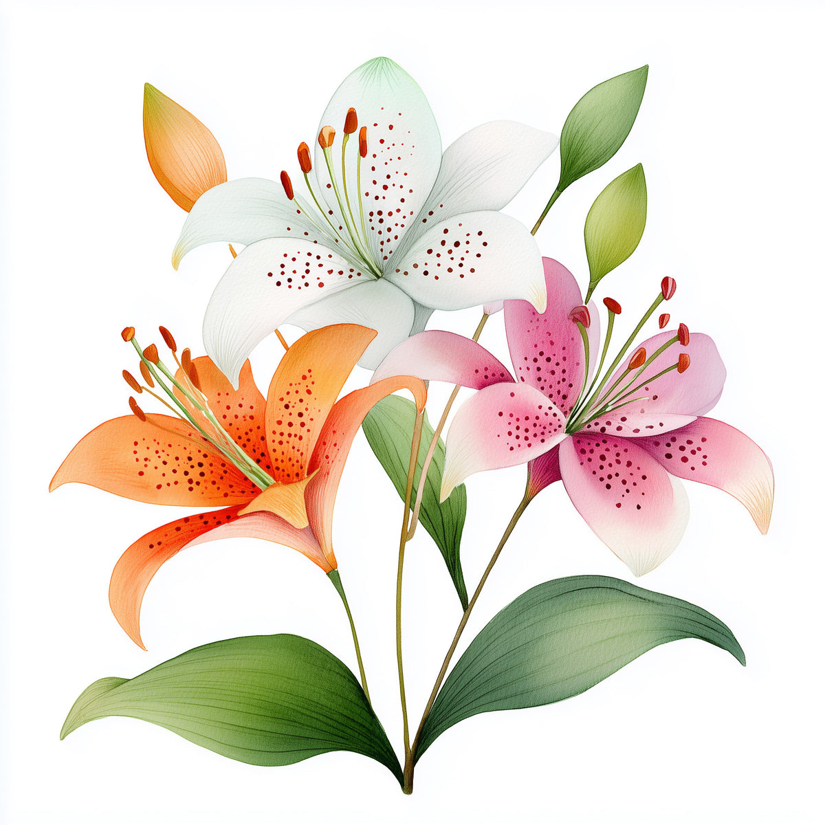 Watercolor Botanical Lily Trio Wall Mural in your room