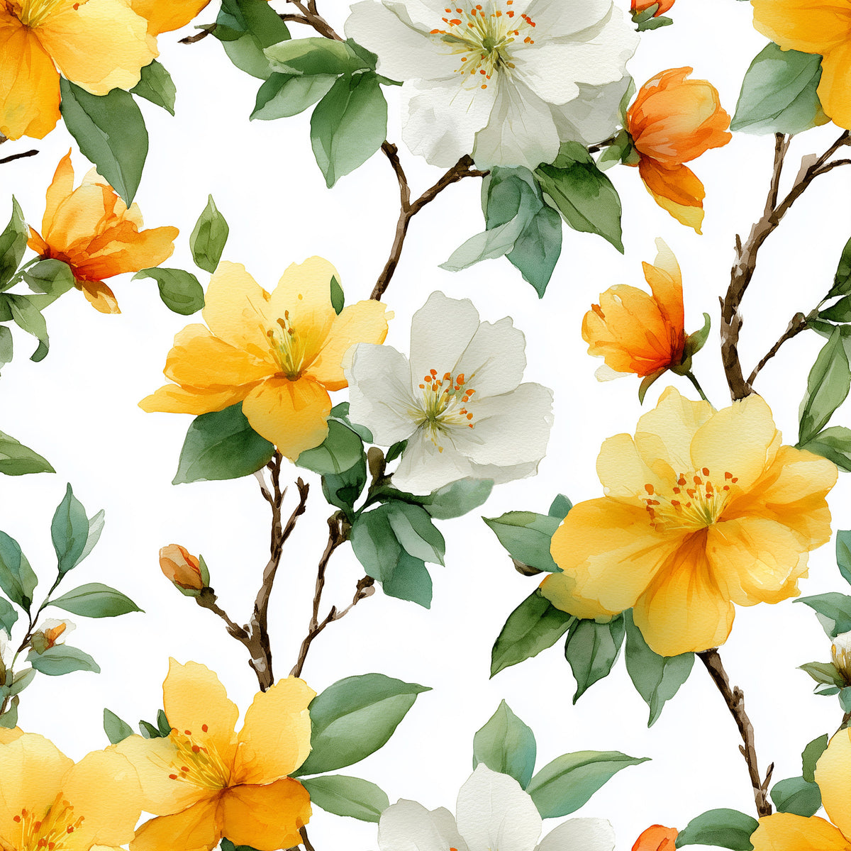Sun-Kissed Golden Blossom Branches Wallpaper⁠ in your room