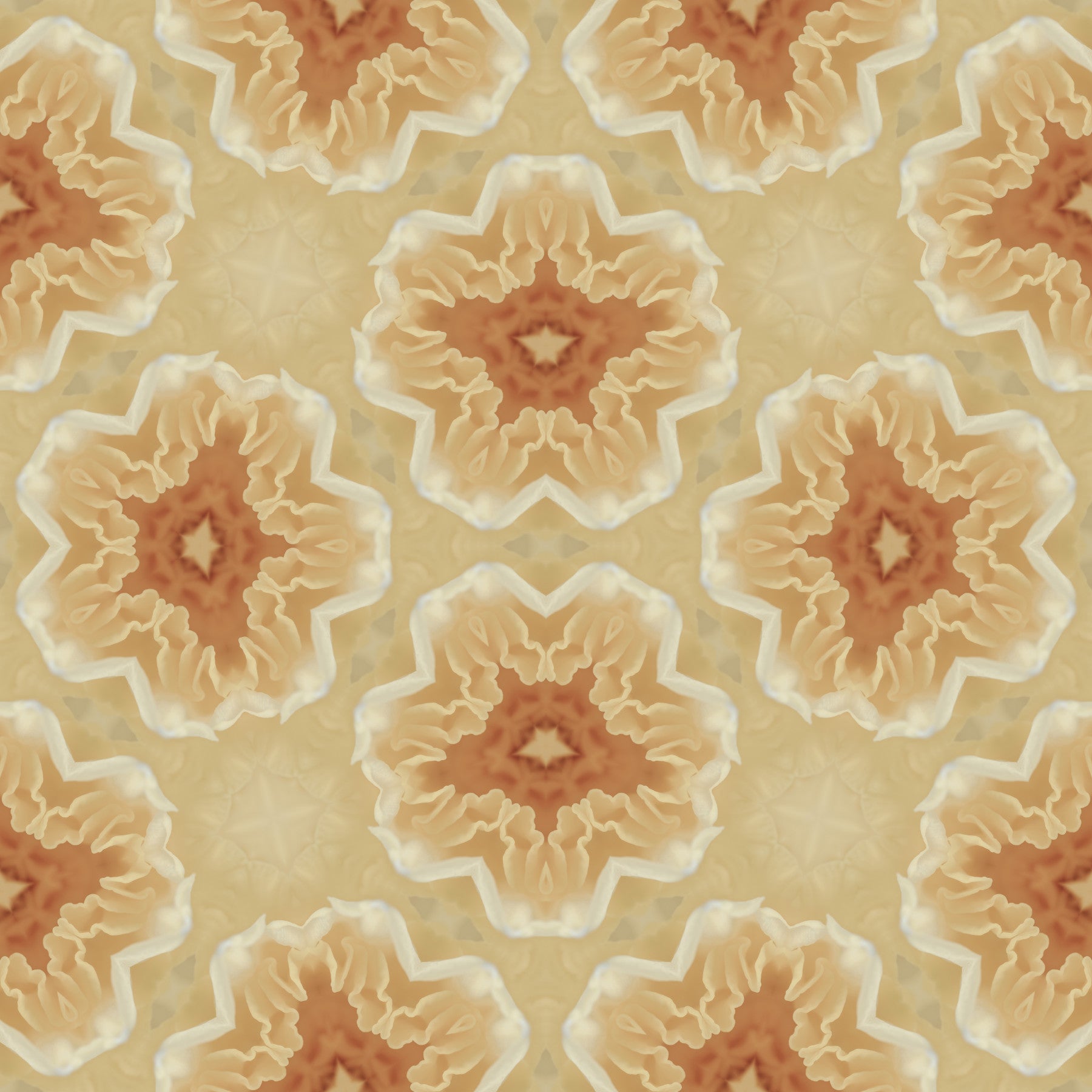 Golden Petal Kaleidoscope Pattern Wallpaper⁠