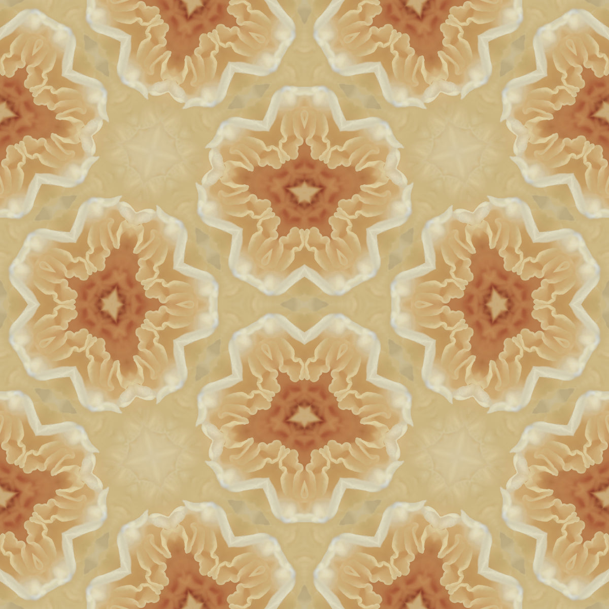 Golden Petal Kaleidoscope Pattern Wallpaper⁠ in your room