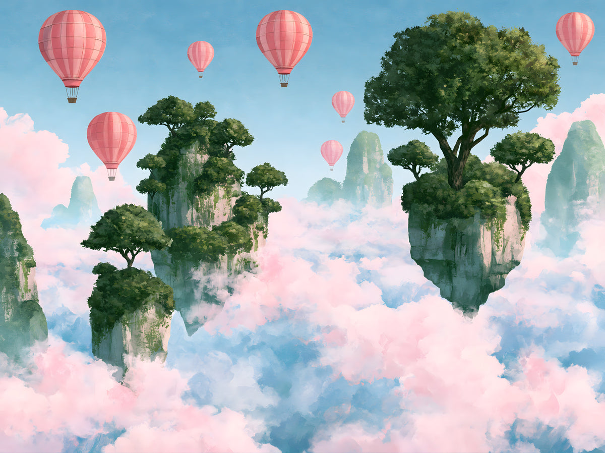 Floating Isles and Pink Skies Wall Mural in your room